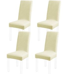 Chair SlipCovers Dining Room Set of 4 Stretch Spandex Fabric Beige